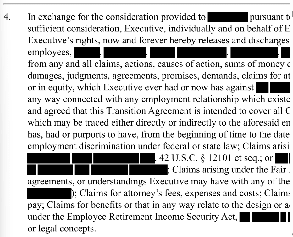 Same PDF page after permanent redaction with sensitive fields blacked out